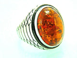 Turkish Handmade Jewelry 925 Sterling Silver Amber Stone Mens Rings