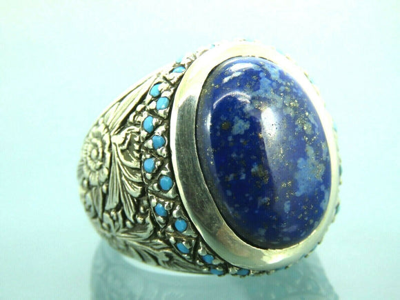 Turkish Handmade Jewelry 925 Sterling Silver Sodalite Stone Men's Rings