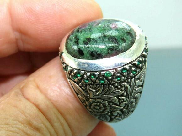 Turkish Handmade Jewelry 925 Sterling Silver Bloodstone Mens Rings