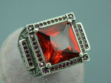 Turkish Handmade Jewelry 925 Sterling Silver Garnet Stone Mens Rings