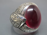 Turkish Handmade Jewelry 925 Sterling Silver Ruby Stone Mens Rings