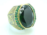 Turkish Handmade Jewelry 925 Sterling Silver Emerald Stone Mens Rings