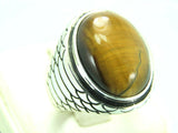 Turkish Handmade Jewelry 925 Sterling Silver Tiger's Eye Stone Mens Rings