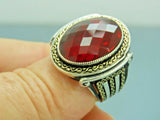 Turkish Handmade Jewelry 925 Sterling Silver Ruby Stone Mens Rings