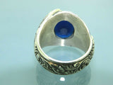 Turkish Handmade Jewelry 925 Sterling Silver Sapphire Stone Mens Rings