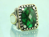 Turkish Handmade Jewelry 925 Sterling Silver Emerald Stone Mens Rings