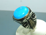 Turkish Handmade Jewelry 925 Sterling Silver Turquoise Stone Mens Rings