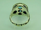 Turkish Handmade Jewelry 925 Sterling Silver Aquamarine Stone Mens Rings