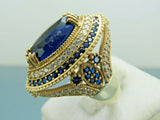 Turkish Handmade Jewelry 925 Sterling Silver Sapphire Stone Women Ring Sz 7