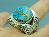 Turkish Handmade Jewelry 925 Sterling Silver Turquoise Stone Mens Rings