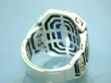 Turkish Handmade Jewelry 925 Sterling Silver Sapphire Stone Mens Rings