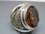 Turkish Handmade Jewelry 925 Sterling Silver Alexandrite Stone Engraved Mens Rings
