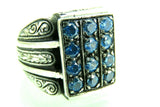 Turkish Handmade Jewelry 925 Sterling Silver Aquamarine Stone Mens Rings