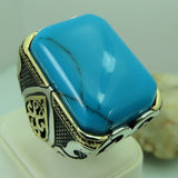 Turkish Handmade Jewelry 925 Sterling Silver Turquoise Stone Men Rings
