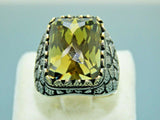 Turkish Handmade Jewelry 925 Sterling Silver Quartz Stone Mens Rings