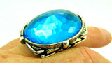 Turkish Handmade Jewelry 925 Sterling Silver Aquamarine Stone Engraved Mens Rings