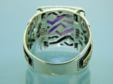 Turkish Handmade Jewelry 925 Sterling Silver Amethyst Stone Mens Rings