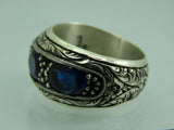 Turkish Handmade Jewelry 925 Sterling Silver Sapphire Stone Mens Rings