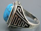 Turkish Handmade Jewelry 925 Sterling Silver Turquoise Stone Mens Rings