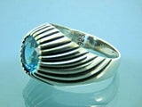 Turkish Handmade Jewelry 925 Sterling Silver Aquamarine Stone Mens Rings