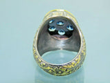 Turkish Handmade Jewelry 925 Sterling Silver Aquamarine Stone Mens Rings