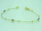 Turkish Handmade Jewelry 925 Sterling Silver Evil Eye Stone Womens Bracelet
