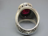 Turkish Handmade Jewelry 925 Sterling Silver Ruby Stone Mens Rings