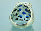 Turkish Handmade Jewelry 925 Sterling Silver Sapphire Stone Mens Rings