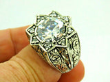 Turkish Handmade Jewelry 925 Sterling Silver Zircon Stone Engraved Mens Rings