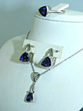 Turkish Handmade Jewelry 925 Sterling Silver Amethyst Stone Women's Earrings, Pendant & Ring Jewelry Set