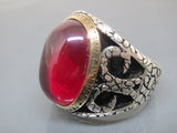 Turkish Handmade Jewelry 925 Sterling Silver Ruby Stone Mes Rings