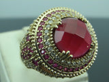 Turkish Handmade Jewelry 925 Sterling Silver Ruby Stone Ladies Rings