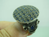 Turkish Handmade Jewelry 925 Sterling Silver Sapphire Stone Mens Rings