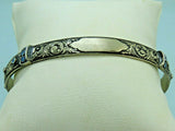 Turkish Handmade Jewelry 925 Sterling Silver Aquamarine Stone Mens Bangle