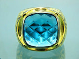 Turkish Handmade Jewelry 925 Sterling Silver Aquamarine Stone Mens Rings