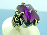 Turkish Handmade Jewelry 925 Sterling Silver Amethyst Stone Men's Rings