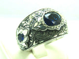 Turkish Handmade Jewelry 925 Sterling Silver Sapphire Stone Mens Rings