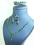 Turkish Handmade Jewelry 925 Sterling Silver Emerald Stone Women Necklace Set