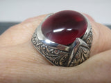 Turkish Handmade Jewelry 925 Sterling Silver Ruby Stone Mens Rings