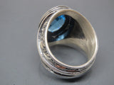 Turkish Handmade Jewelry 925 Sterling Silver Aquamarine Stone Mens Rings