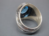 Turkish Handmade Jewelry 925 Sterling Silver Aquamarine Stone Mens Rings