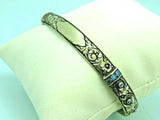 Turkish Handmade Jewelry 925 Sterling Silver Aquamarine Stone Mens Bangle