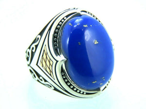 Turkish Handmade Jewelry 925 Sterling Silver Lapis Stone Men's Rings