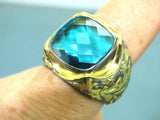 Turkish Handmade Jewelry 925 Sterling Silver Aquamarine Stone Mens Rings
