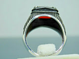 Turkish Handmade Jewelry 925 Sterling Silver Garnet Stone Men Rings