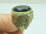 Turkish Handmade Jewelry 925 Sterling Silver Emerald Stone Mens Rings