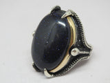 Turkish Handmade Jewelry 925 Sterling Silver Aventurine Stone Mens Rings