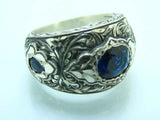 Turkish Handmade Jewelry 925 Sterling Silver Sapphire Stone Mens Rings