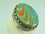 Turkish Handmade Jewelry 925 Sterling Silver Turquoise Stone Mens Rings