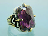 Turkish Handmade Jewelry 925 Sterling Silver Amethyst Stone Men's Rings